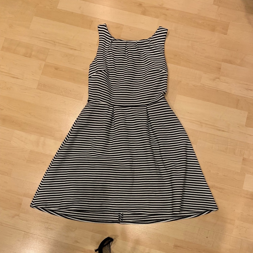 Black and white striped dress